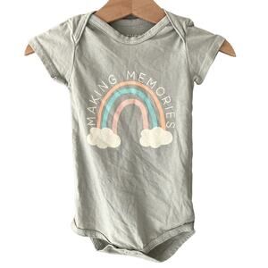 The Ever Co Short Sleeve Bodysuit - Making Memories Rainbow - Sage - 6-12M